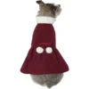 Frisco Mediumweight Pom Pom Bow Dog & Cat Peacoat Dress, Red