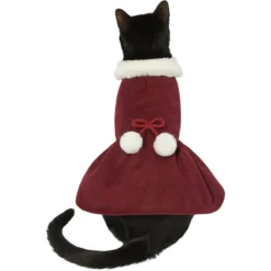 Frisco Mediumweight Pom Pom Bow Dog & Cat Peacoat Dress, Red -PetPalace Picks 268200 PT2. AC SS1800 V1628797391