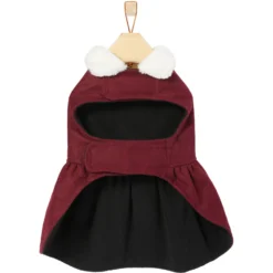 Frisco Mediumweight Pom Pom Bow Dog & Cat Peacoat Dress, Red -PetPalace Picks 268200 PT5. AC SS1800 V1628824051