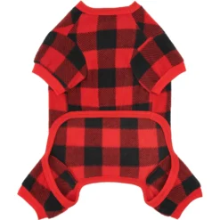 Frisco Dog & Cat Cozy Polar Fleece PJs, Red Plaid -PetPalace Picks 268510 PT4. AC SS1800 V1637650986