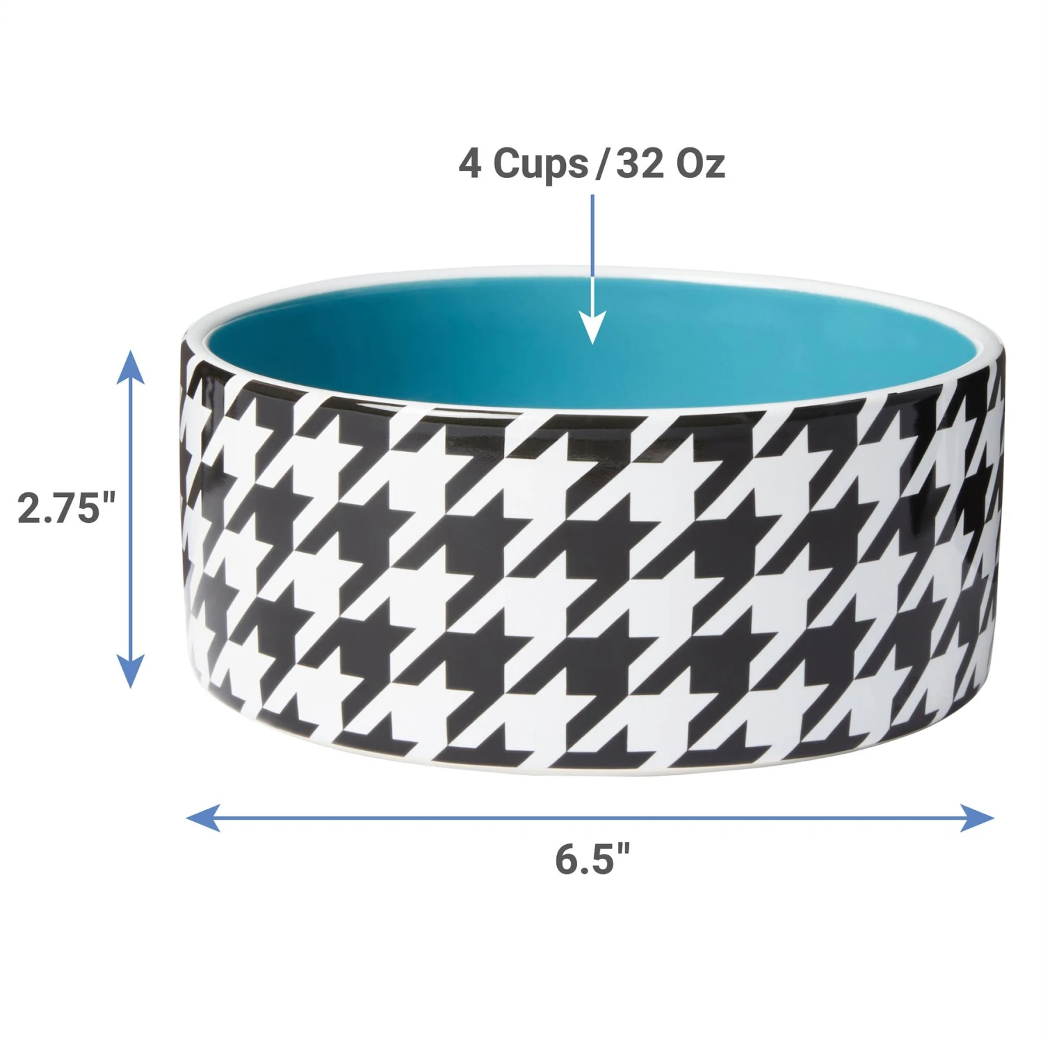 Frisco Houndstooth Non-skid Ceramic Dog Bowl 2 Frisco Houndstooth Non-skid Ceramic Dog Bowl - Image 2