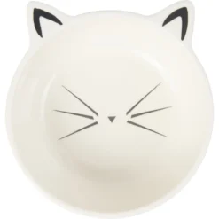 Frisco Cat Face Non-skid Ceramic Cat Bowl, White