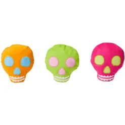 Frisco Colorful Skulls Plush Cat Toy With Catnip, 3 Count -PetPalace Picks 270325 PT2. AC SS1800 V1630350994