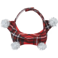 Frisco Red Plaid Guinea Pig Ruffle Collar With Pom Poms -PetPalace Picks 276180 PT4. AC SS1800 V1631303135