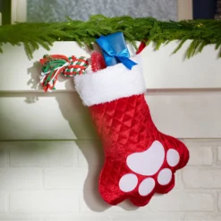 Frisco Quilted Paw Print Pet Stocking, One Size -PetPalace Picks 276592 PT8. AC SS1800 V1631301155