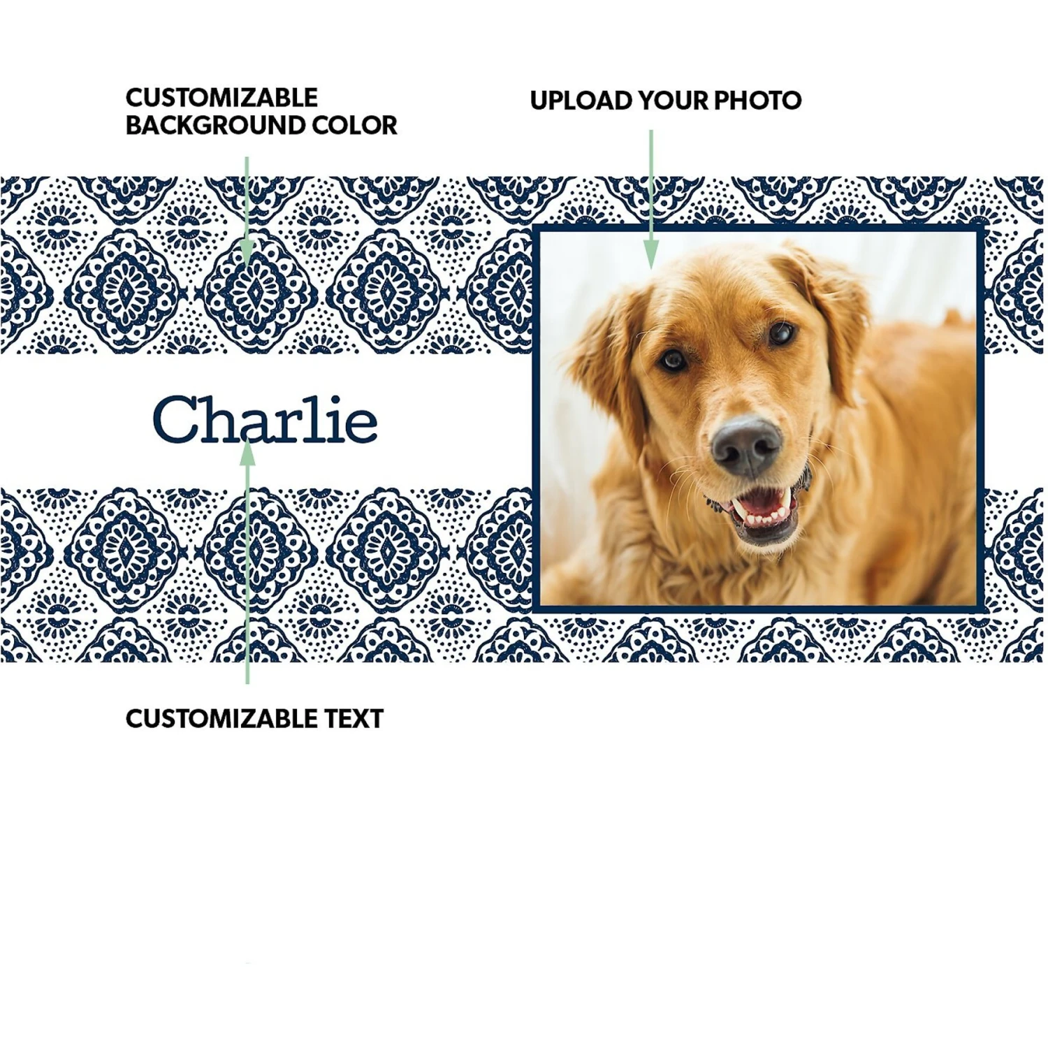 Frisco Boho Damask White Personalized Coffee Mug, 15-oz 2 Frisco Boho Damask White Personalized Coffee Mug, 15-oz - Image 2