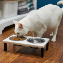 Frisco Marble Elevated Stainless Steel Double Diner Dog & Cat Bowls -PetPalace Picks 277559 PT3. AC SS1800 V1630347820