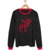 Frisco Plaid Moose Unisex Adult Pajama Jersey Top