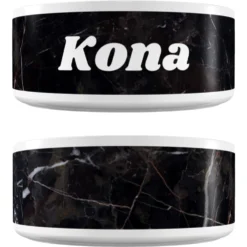 Frisco Personalized Black Marble Dog Bowl