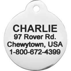 Frisco Chewy Stainless Steel Personalized Dog & Cat ID Tag With Enamel Infill, Round -PetPalace Picks 281947 PT4. AC SS1800 V1622726244