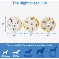 Frisco Fall Maple Bacon Donuts Plush Squeaky Dog Toy, 3 Count -PetPalace Picks 285613 PT2. AC SS1800 V1633969278