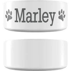 Frisco Paw Print Ceramic Personalized Dog Bowl