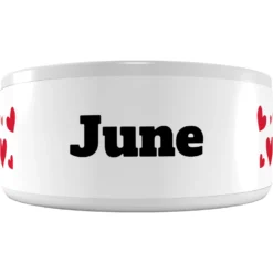 Frisco Hearts Ceramic Personalized Dog Bowl