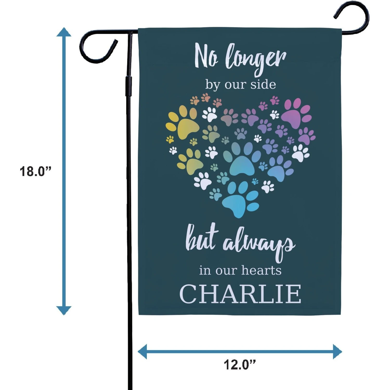 Frisco Personalized Double Sided Printed Memorial Paws Heart Garden Flag 2 Frisco Personalized Double Sided Printed Memorial Paws Heart Garden Flag - Image 2