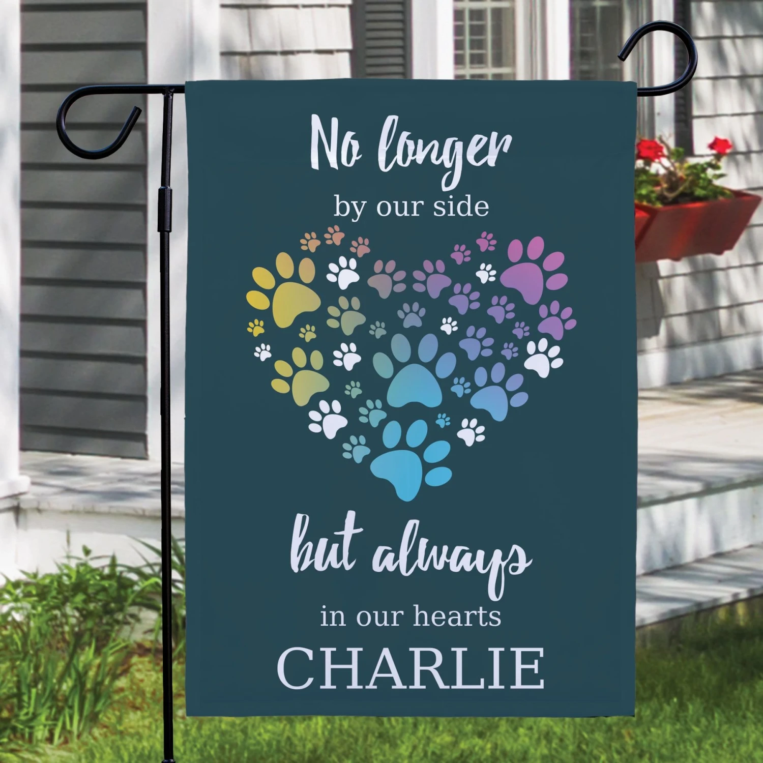 Frisco Personalized Double Sided Printed Memorial Paws Heart Garden Flag 3 Frisco Personalized Double Sided Printed Memorial Paws Heart Garden Flag - Image 3