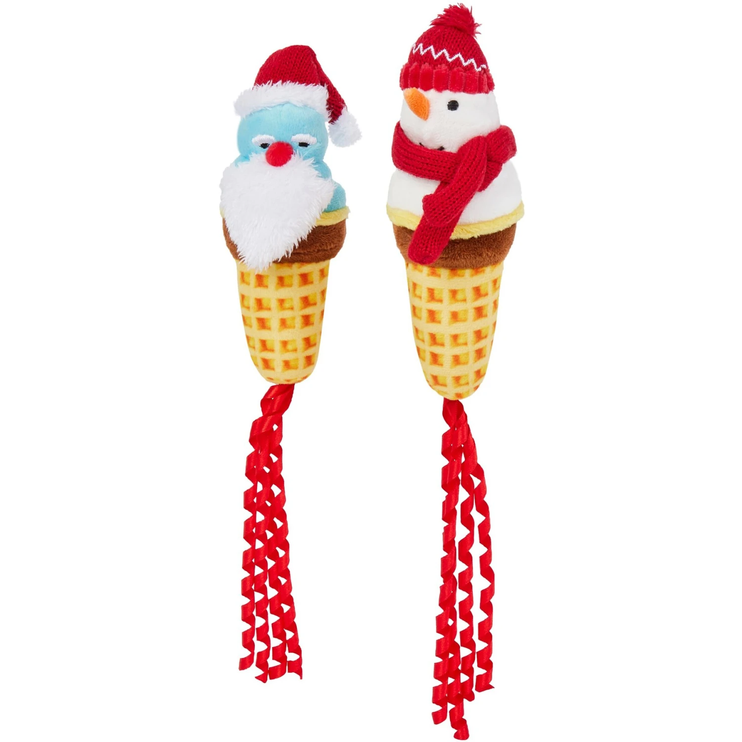 Frisco Holiday Santa & Snowman Ice Cream Cones Plush Cat Toy With Catnip, 2 Count 1 Frisco Holiday Santa & Snowman Ice Cream Cones Plush Cat Toy With Catnip, 2 Count