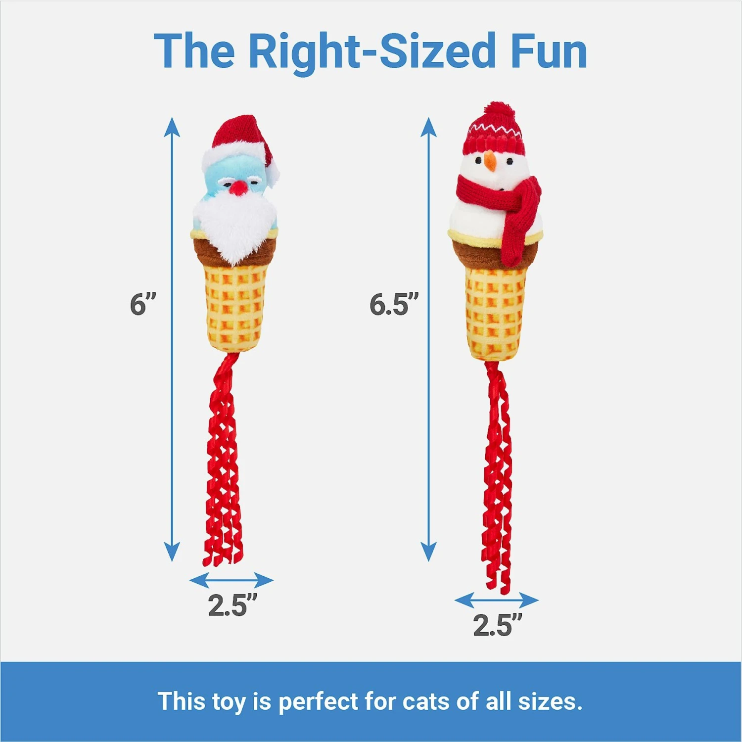 Frisco Holiday Santa & Snowman Ice Cream Cones Plush Cat Toy With Catnip, 2 Count 2 Frisco Holiday Santa & Snowman Ice Cream Cones Plush Cat Toy With Catnip, 2 Count - Image 2