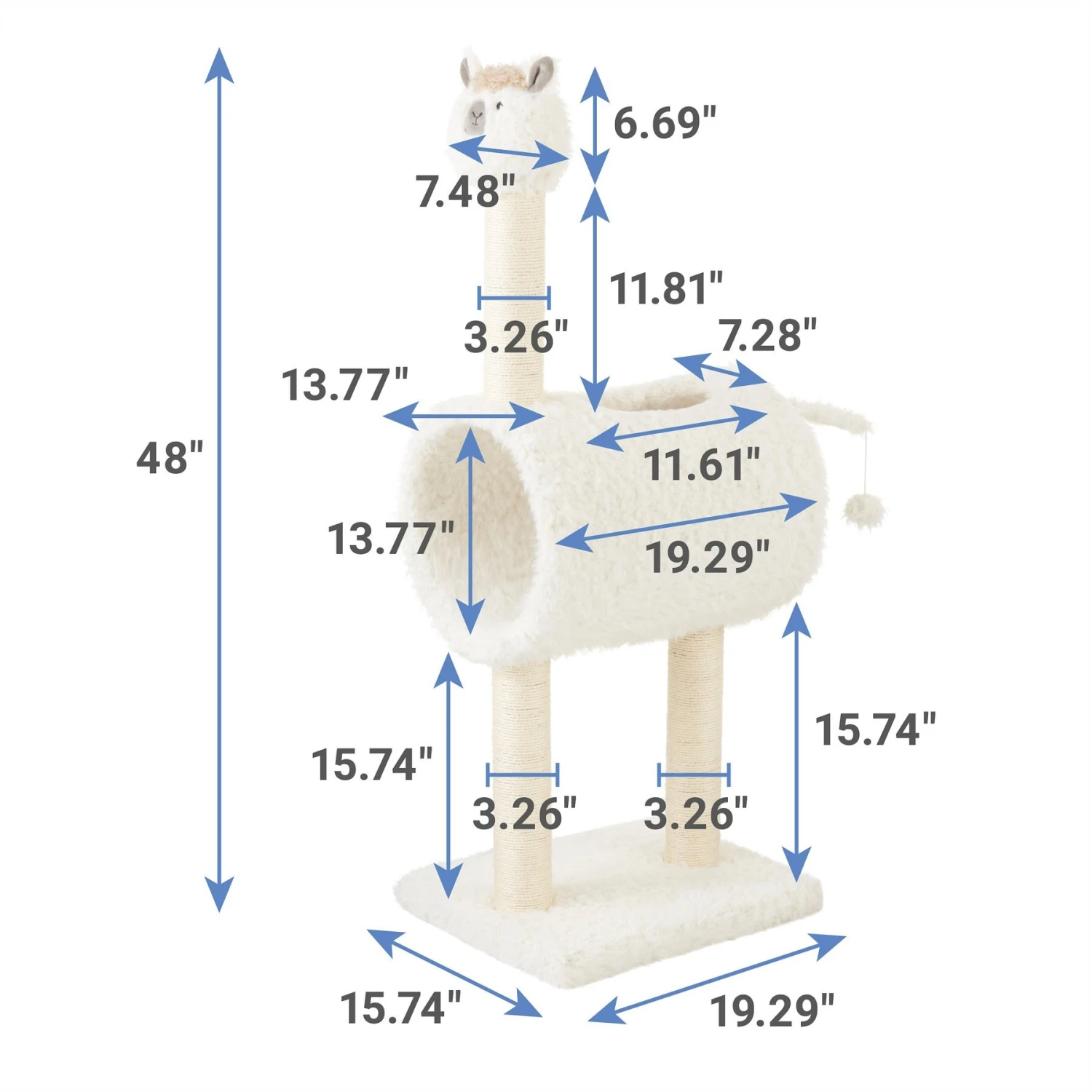 Frisco Animal Series Cat Tunnel With Scratching Post, Llama 2 Frisco Animal Series Cat Tunnel With Scratching Post, Llama - Image 2