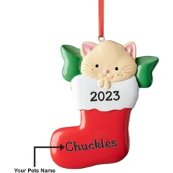 Frisco Cat In Stocking Resin Personalized Ornament -PetPalace Picks 295087 PT4. AC SS1800 V1697131932