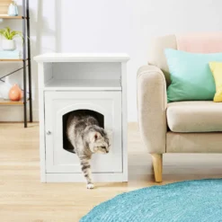 Frisco Decorative Side Table Cat Litter Box Cover & Frisco Open Top Cat Litter Box With Rim, Large -PetPalace Picks 297992 PT4. AC SS1800 V1621306337