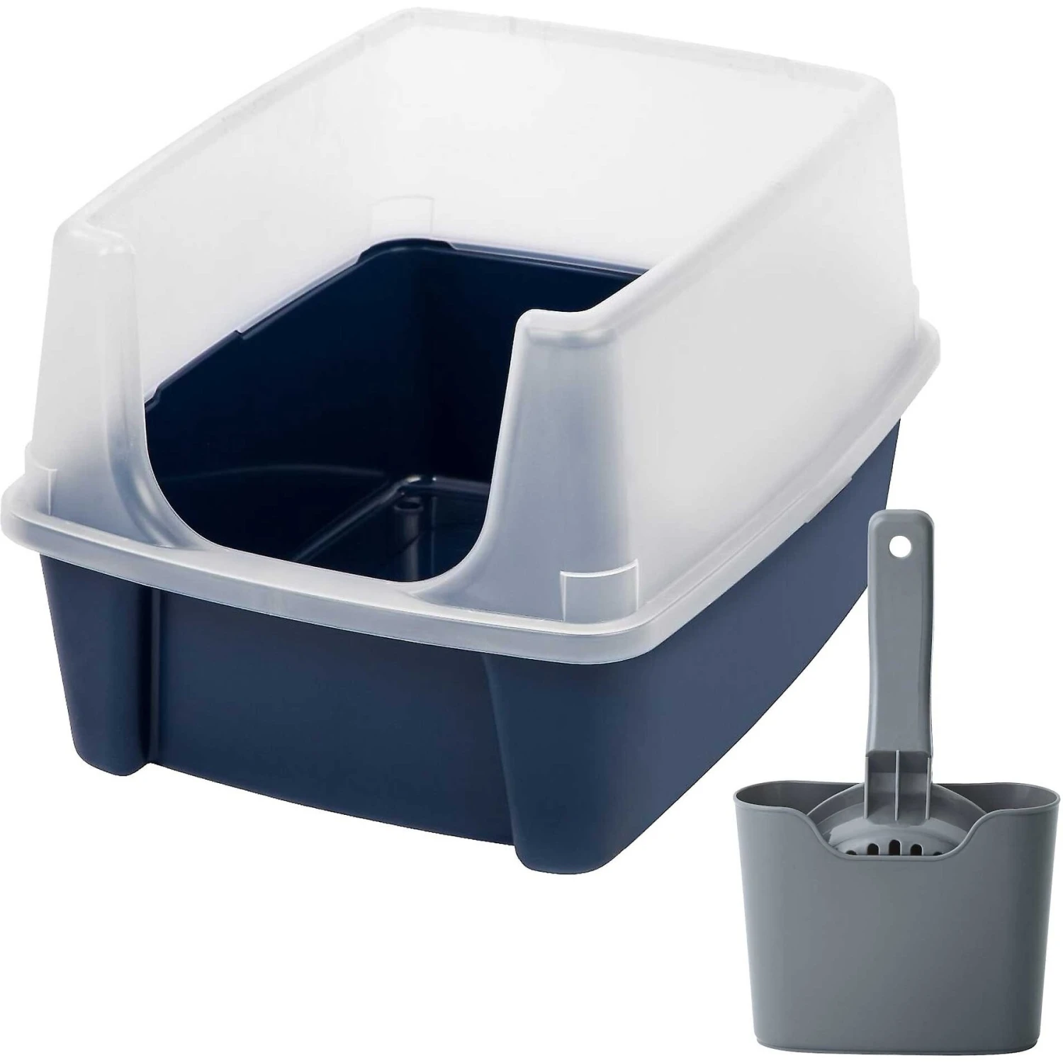 Frisco Plastic Litter Scooper With Caddy & IRIS USA Open Top Litter Box With Scatter Shield 1 Frisco Plastic Litter Scooper With Caddy & IRIS USA Open Top Litter Box With Scatter Shield