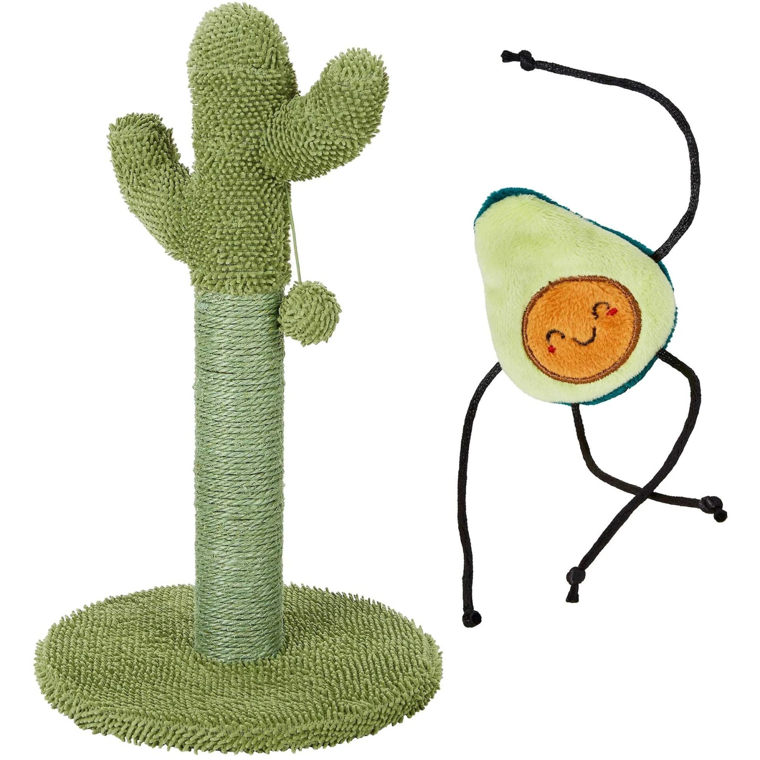 Frisco Cactus Cat Scratching Post & Frisco Dangly Avocado Buddy Plush Cat Toy With Catnip 1 Frisco Cactus Cat Scratching Post & Frisco Dangly Avocado Buddy Plush Cat Toy With Catnip