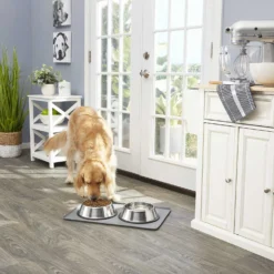 Frisco Fold & Carry Double Door Collapsible Wire Dog Crate & Mat Kit & Frisco Stainless Steel Bowl -PetPalace Picks 303428 PT7. AC SS1800 V1623045760