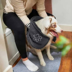 Frisco Microfiber Chenille Shammy Towel & Frisco Microfiber Chenille Paw Print Dog & Cat Mat, Dark Gray -PetPalace Picks 303468 PT4. AC SS1800 V1623067964