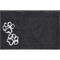 Frisco Microfiber Chenille Shammy Towel & Frisco Microfiber Chenille Paw Print Dog & Cat Mat, Dark Gray -PetPalace Picks 303468 PT5. AC SS1800 V1623034648