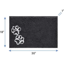 Frisco Microfiber Chenille Shammy Towel & Frisco Microfiber Chenille Paw Print Dog & Cat Mat, Dark Gray -PetPalace Picks 303468 PT6. AC SS1800 V1623057453