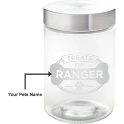 Frisco "Doggie Treats" Glass Personalized Treat Jar With Lid, 5 Cup, 40oz -PetPalace Picks 309520 PT2. AC SS1800 V1645206103