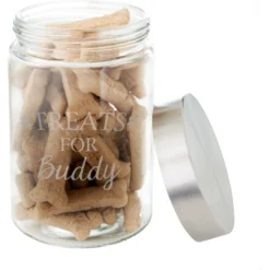 Frisco Paw Print Glass Personalized Treat Jar With Lid, 5 Cup, 40oz -PetPalace Picks 309522 PT3. AC SS1800 V1645206096
