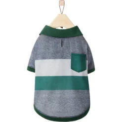 Frisco Green Striped Polo Dog & Cat Shirt -PetPalace Picks 315091 PT4. AC SS1800 V1646437905