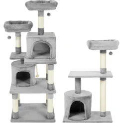 Frisco 61-in Faux Fur Cat Tree & Condo & Frisco 38-in Cat Tree With Condo, Top Perch & Toy