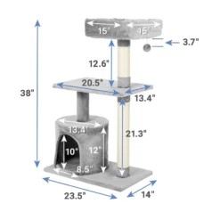 Frisco 61-in Faux Fur Cat Tree & Condo & Frisco 38-in Cat Tree With Condo, Top Perch & Toy -PetPalace Picks 318964 PT6. AC SS1800 V1630359370