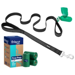 Frisco Traffic Leash With Padded Handles & Poop Bag Dispenser & Frisco Refill Dog Poop Bags Made With 50% Recycled Packaging