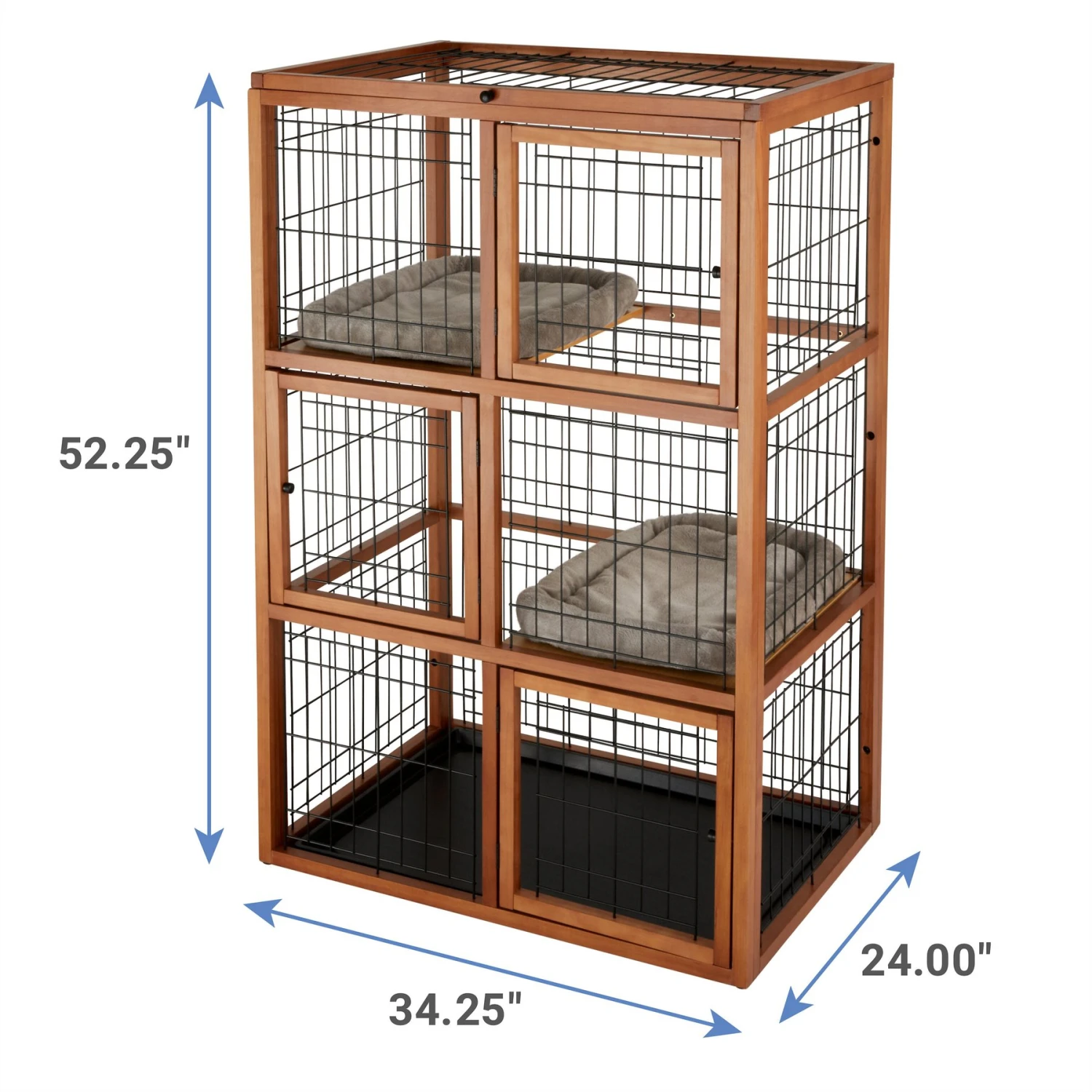 Frisco Collapsible Wood & Wire Cat Cage Playpen, 3 Level 2 Frisco Collapsible Wood & Wire Cat Cage Playpen, 3 Level - Image 2
