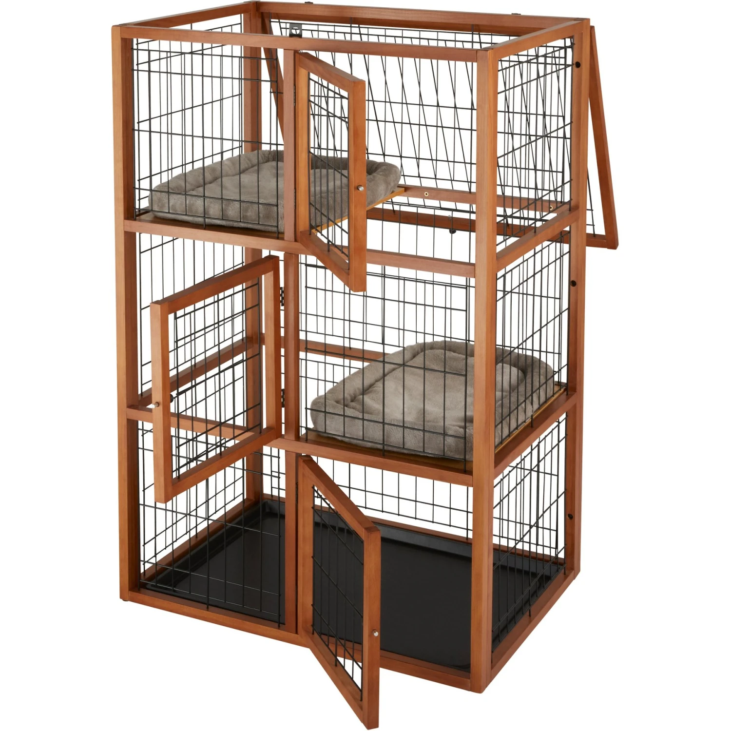 Frisco Collapsible Wood & Wire Cat Cage Playpen, 3 Level 3 Frisco Collapsible Wood & Wire Cat Cage Playpen, 3 Level - Image 3