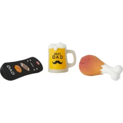 Frisco Father's Day Essential Latex Squeaky Dog Toy, 4 Count