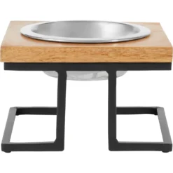 Frisco Premium Wood Elevated Single Dog & Cat Bowl
