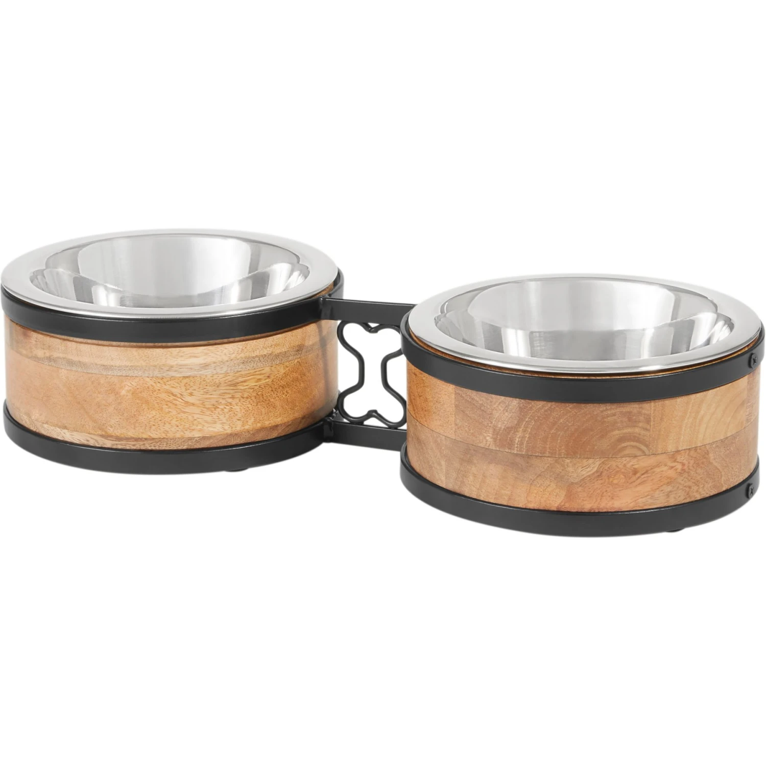 Frisco Premium Elevated Bone Design Stainless Steel Double Diner Dog & Cat Bowl 1 Frisco Premium Elevated Bone Design Stainless Steel Double Diner Dog & Cat Bowl