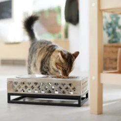 Frisco Premium Wood Elevated Stainless Steel Double Diner Dog & Cat Bowl, 3 Cup -PetPalace Picks 331507 PT3. AC SS1800 V1657656894