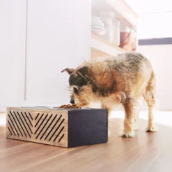 Frisco Premium Wood Elevated Stainless Steel Double Diner Dog & Cat Bowl, Black, 3 Cup -PetPalace Picks 331509 PT2. AC SS1800 V1657656894