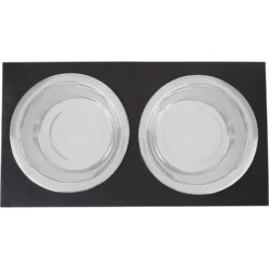 Frisco Premium Wood Elevated Stainless Steel Double Diner Dog & Cat Bowl, Black, 3 Cup -PetPalace Picks 331509 PT4. AC SS1800 V1657656894