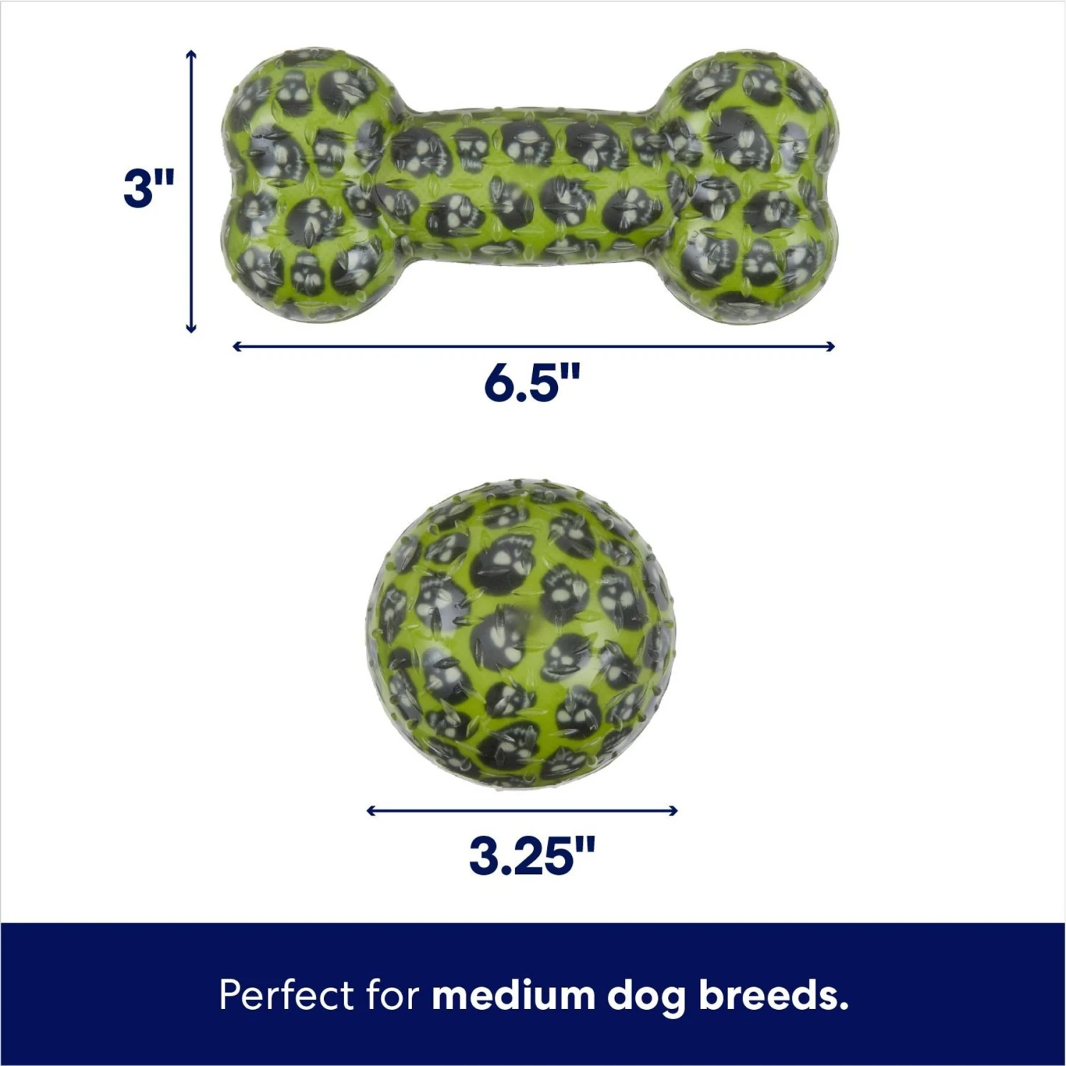 Frisco Halloween Glow In The Dark TPR Squeaky Bone & Ball Dog Toy 2 Frisco Halloween Glow In The Dark TPR Squeaky Bone & Ball Dog Toy - Image 2