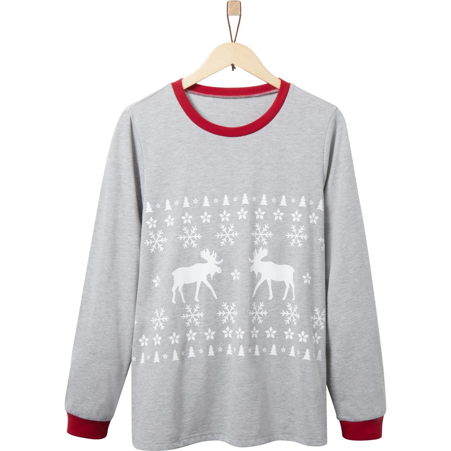 Frisco Gray Fair Isle Moose Unisex Adult Pajama Jersey Top 1 Frisco Gray Fair Isle Moose Unisex Adult Pajama Jersey Top