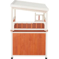 Frisco Outdoor Wooden Cat House With Balcony & Step Ladder -PetPalace Picks 361012 PT3. AC SS1800 V1657828422