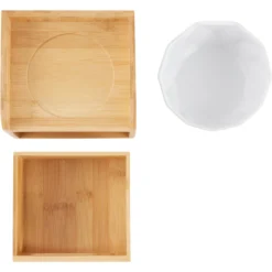 Frisco Elevated Non-Skid Ceramic Bowl & Bamboo Storage -PetPalace Picks 363379 PT2. AC SS1800 V1657657267