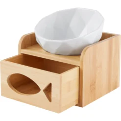 Frisco Elevated Non-Skid Ceramic Bowl & Bamboo Storage -PetPalace Picks 363379 PT4. AC SS1800 V1657657267