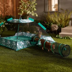 Frisco Mesh Outdoor Pop-up Cat Playpen Tent & Tunnel -PetPalace Picks 371209 PT6. AC SS1800 V1663094504